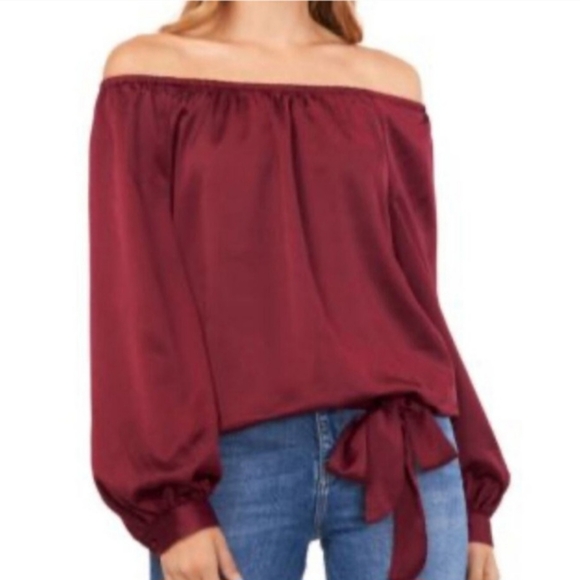 Vince Camuto Burgundy Off-Shoulder Blouse - Picture 1 of 2